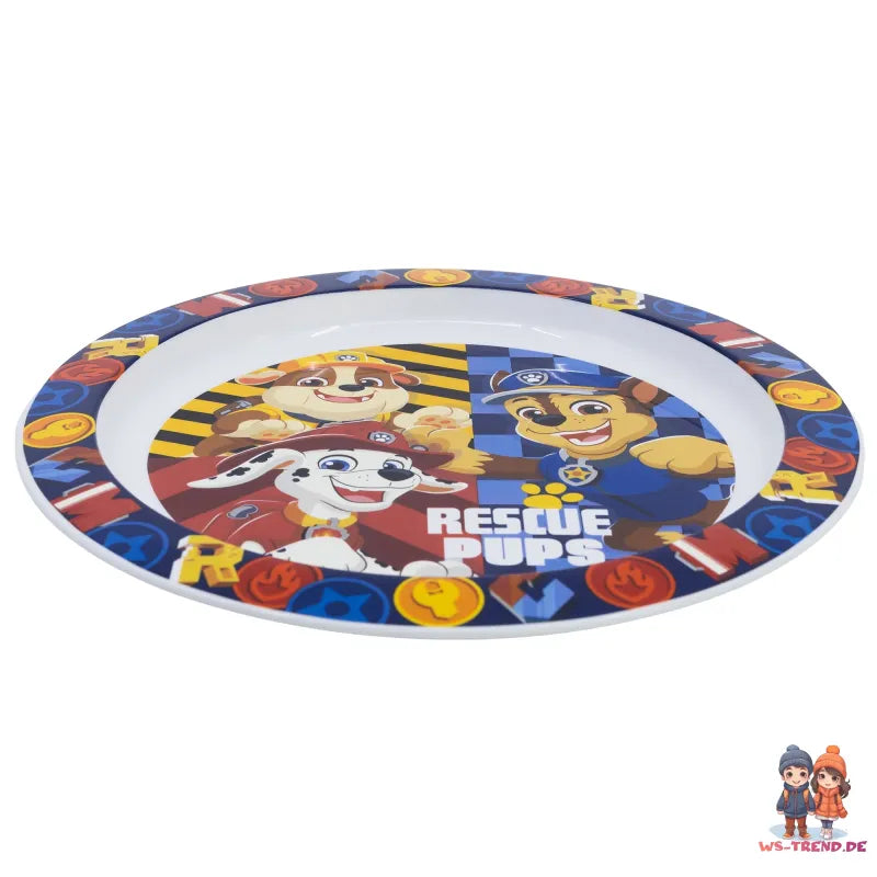 Paw Patrol Chase Rubble Kinder Geschirr-Set 3 teilig Becher Teller Schüssel - WS-Trend.de