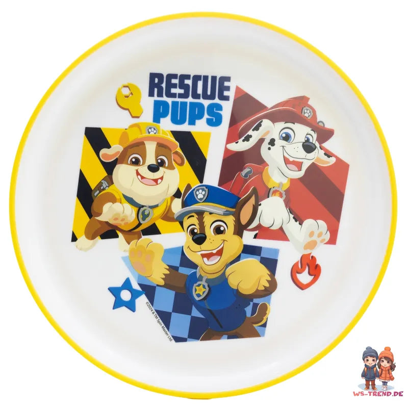 Paw Patrol Chase Rubble Kinder Geschirr-Set 3 teilig Becher Teller Schüssel - WS-Trend.de