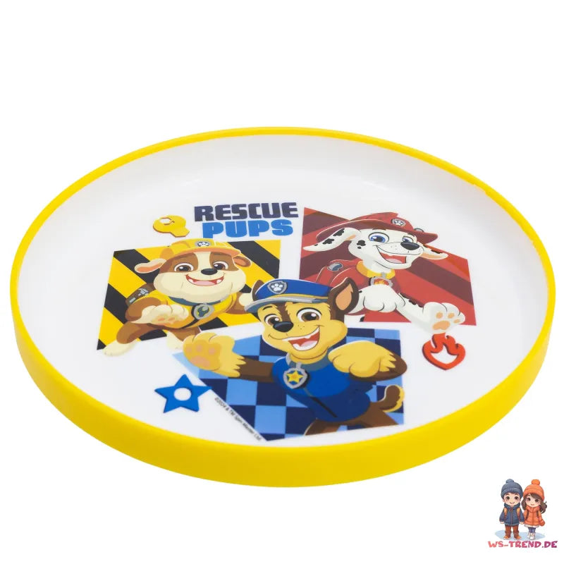 Paw Patrol Chase Rubble Kinder Geschirr-Set 3 teilig Becher Teller Schüssel - WS-Trend.de