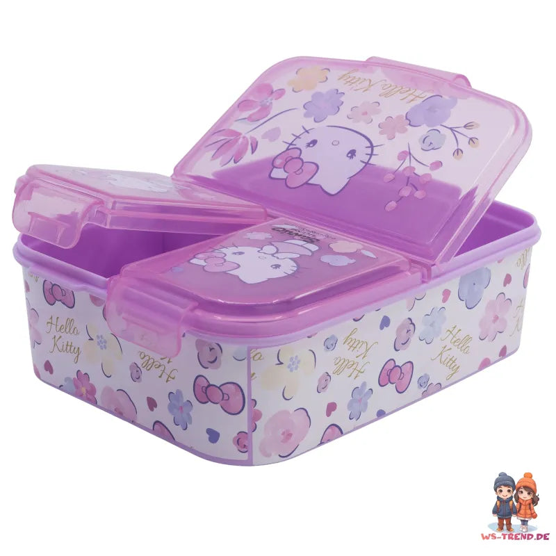 Hello Kitty 2 tlg. Lunch Set Brotdose mit 3 Kammern Trinkbecher 260 ml - WS-Trend.de