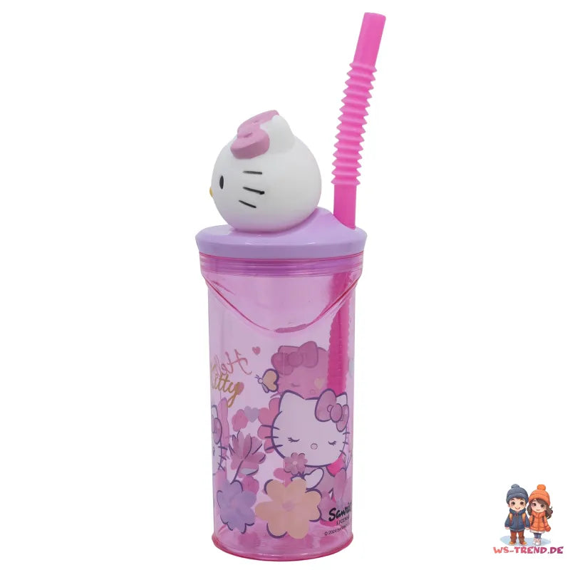Hello Kitty 3D Figuren Kopf Kinder Becher Trinkbecher mit Halm 360 ml - WS-Trend.de