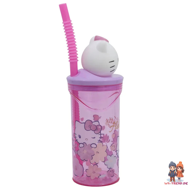 Hello Kitty 3D Figuren Kopf Kinder Becher Trinkbecher mit Halm 360 ml - WS-Trend.de
