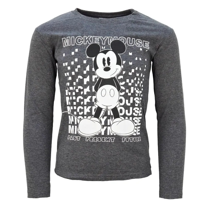 Disney Mickey Maus Langarmshirt Kinder Jungen Grau 110–140 - WS-Trend.de
