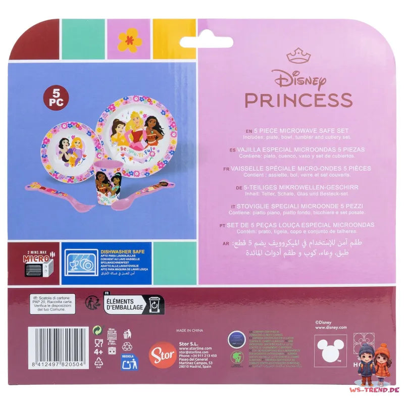 Disney Prinzessin Kinder Geschirr-Set 5 teilig Becher Teller Schüssel Besteck - WS-Trend.de