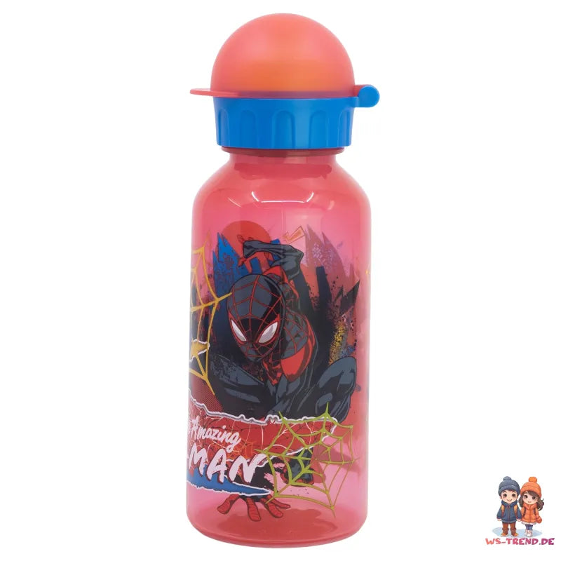Marvel Spiderman 4 teiliges Kinder Set Brotdose Trinkflasche 370 ml Besteck - WS-Trend.de