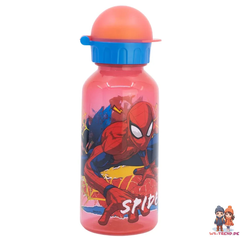 Marvel Spiderman 4 teiliges Kinder Set Brotdose Trinkflasche 370 ml Besteck - WS-Trend.de