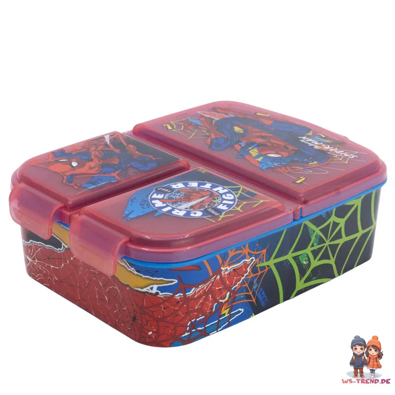 Marvel Spiderman 2 teiliges Kinder Set 3 Kammern Brotdose Alu Trinkflasche 530 ml - WS-Trend.de