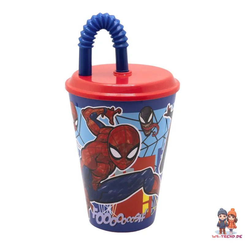 Marvel The Amazing Spiderman Trinkbecher Becher mit Halm 430 ml - WS-Trend.de
