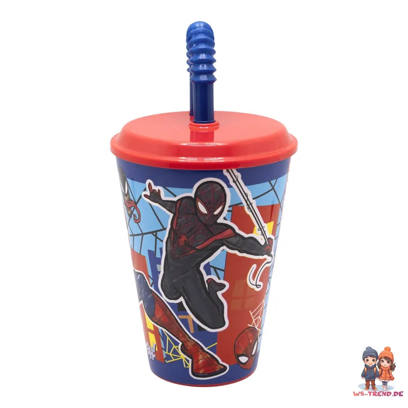 Marvel The Amazing Spiderman Trinkbecher Becher mit Halm 430 ml - WS-Trend.de