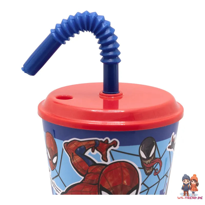 Marvel The Amazing Spiderman Trinkbecher Becher mit Halm 430 ml - WS-Trend.de
