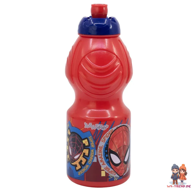 Marvel Spiderman 4 teiliges Kinder Set Brotdose Trinkflasche 400 ml Besteck - WS-Trend.de