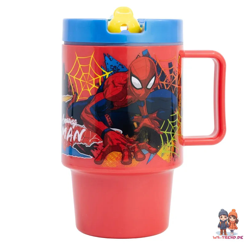 Marvel The Amazing Spiderman Trinkbecher Becher mit Halm 530 ml - WS-Trend.de
