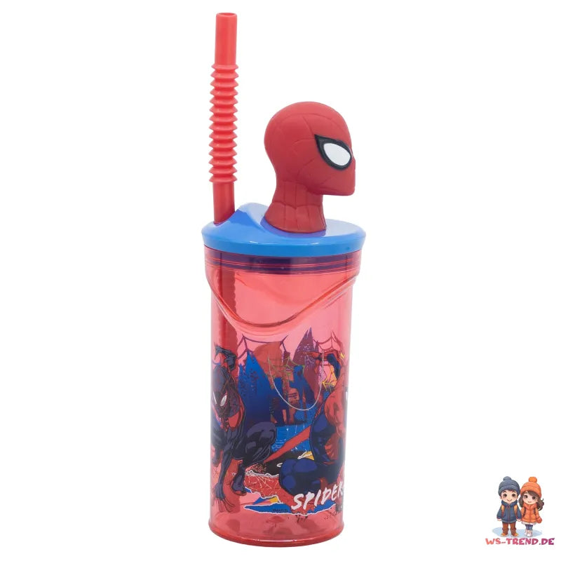 Marvel The Amazing Spiderman 3D Kopf Trinkbecher Becher mit Halm 360 ml - WS-Trend.de