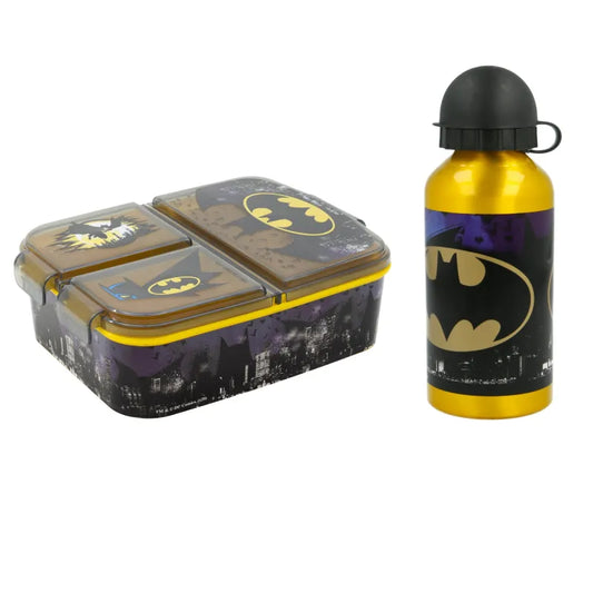 DC Comics Batman Kinder 2 teiliges Set 3 Kammer Brotdose ALU-Trinkflasche - WS-Trend.de und ALU - Trinkflasche