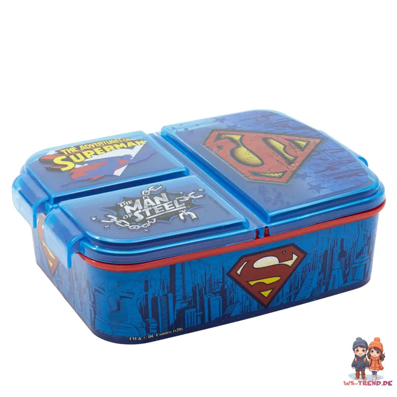 DC Comics Superman 2 teiliges Lunch Set 3 Kammern Brotdose Alu Trinkflasche WS Trend.de