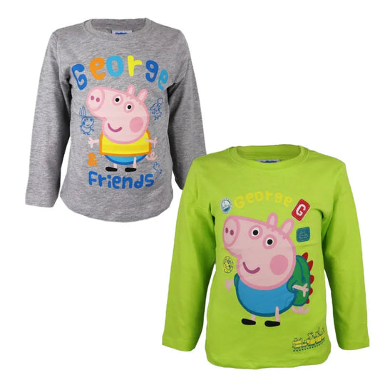 Peppa Wutz George Jungen Kinder langarm T Shirt WS Trend.de PEPPA Friends Langarmshirt für 92 122 Grün Grau
