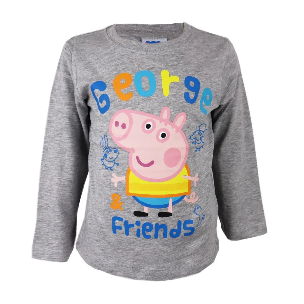 Peppa Wutz George Jungen Kinder langarm T-Shirt - WS-Trend.de Friends Langarmshirt für 92-122 Grün Grau