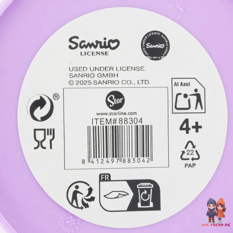 Kuromi Sanrio 2 tlg. Lunch Set Brotdose mit 3 Kammern Trinkbecher 390 ml - WS-Trend.de