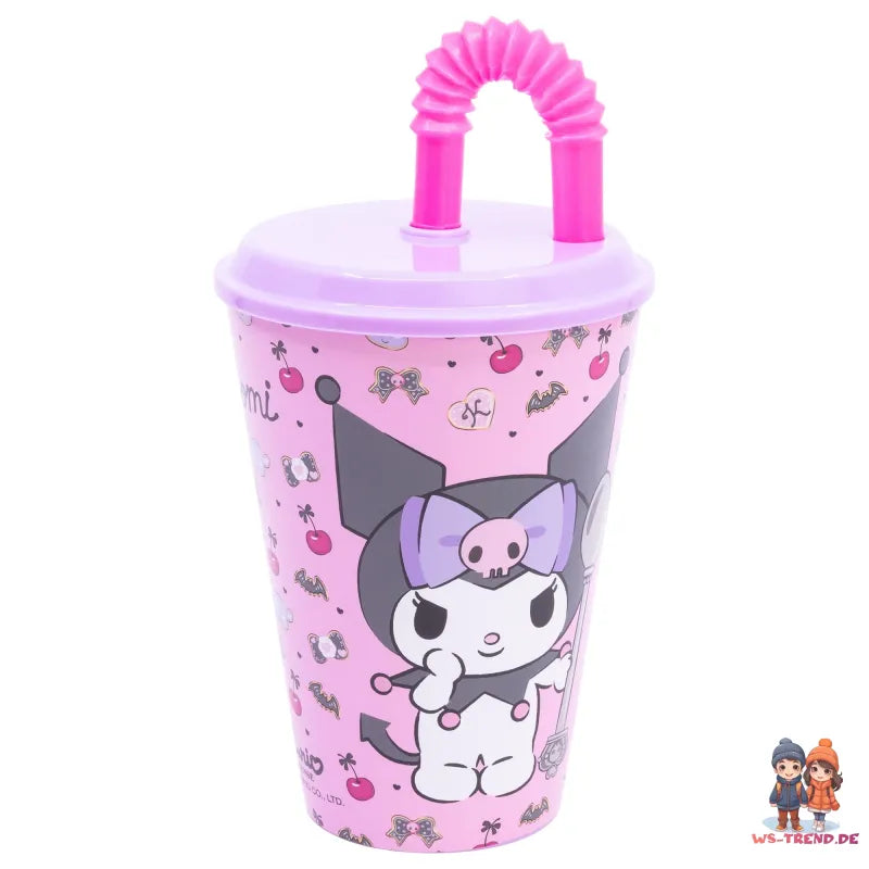 Kuromi Sanrio 2 tlg. Lunch Set Brotdose mit 3 Kammern Halm Trinkbecher 430 ml - WS-Trend.de