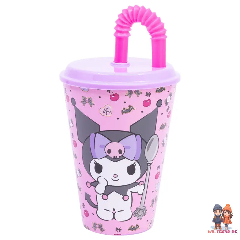 Kuromi Sanrio 2 tlg. Lunch Set Brotdose mit 3 Kammern Halm Trinkbecher 430 ml - WS-Trend.de