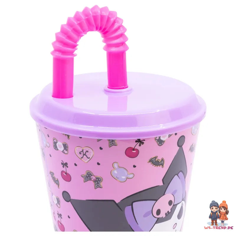 Kuromi Sanrio 2 tlg. Lunch Set Brotdose mit 3 Kammern Halm Trinkbecher 430 ml - WS-Trend.de