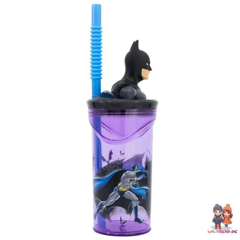 DC Comics Batman 3D Deckel Kinder Trinkbecher Becher mit integriertem Halm - WS-Trend.de