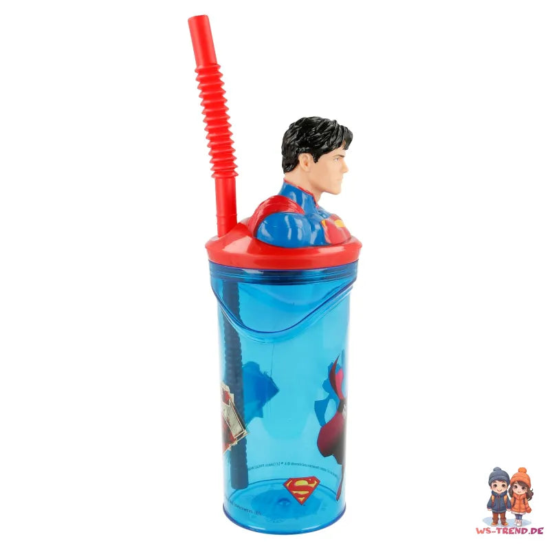 DC Comics Superman 3D Deckel Kinder Trinkbecher Becher mit integriertem Halm - WS-Trend.de
