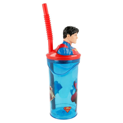 DC Comics Superman 3D Deckel Kinder Trinkbecher Becher mit integriertem Halm - Ansicht 2