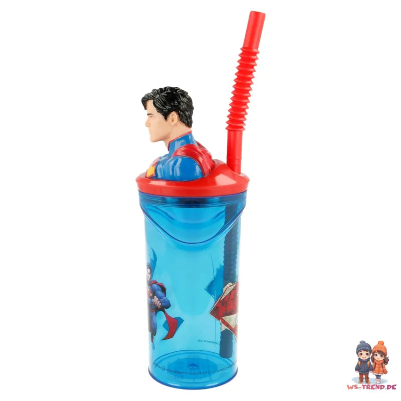 DC Comics Superman 3D Deckel Kinder Trinkbecher Becher mit integriertem Halm - WS-Trend.de