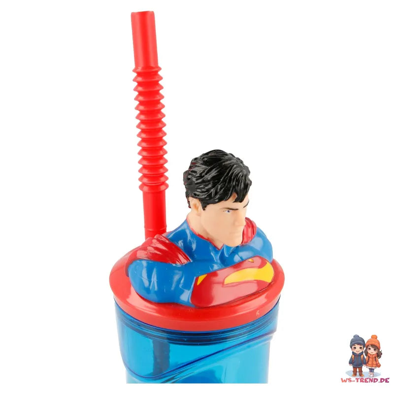 DC Comics Superman 3D Deckel Kinder Trinkbecher Becher mit integriertem Halm - WS-Trend.de