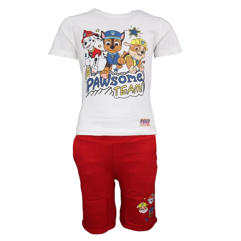 Paw Patrol Chase Kinder Sommer Set Shirt plus Shorts - WS-Trend.de Sommerset T-Shirt 98-128 Blau Rot Baumwolle