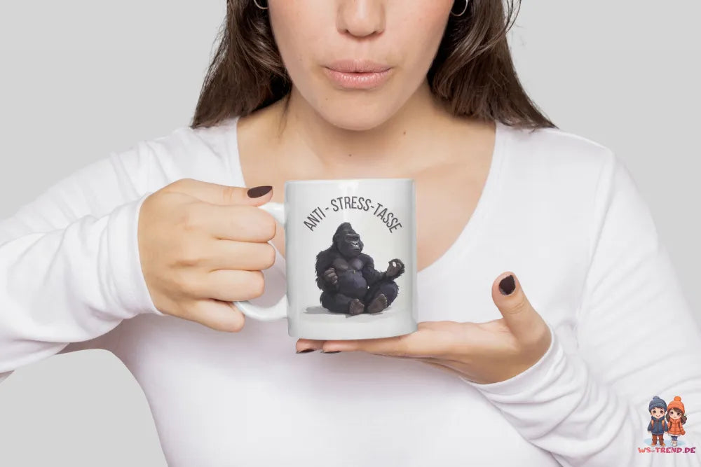 Yoga Affe Gorilla Anti Stress Keramik Kaffeetasse Teetasse Tasse Geschenke - WS-Trend.de