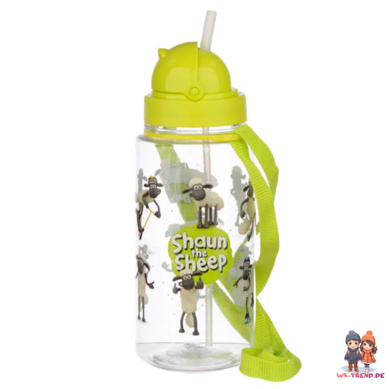 Shaun das Shaf Kinder Wasserflasche Trinkflasche Flasche Trinkhalm Gurt 450 ml - WS-Trend.de