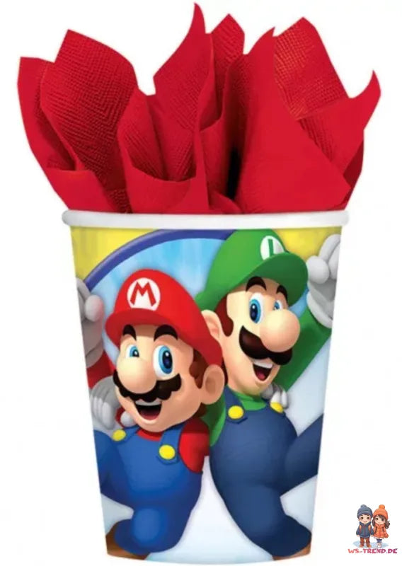 Super Mario XL Geburtstag Deko Set 60tlg.Geschirr Kinder Partyset Tischdecke - WS-Trend.de