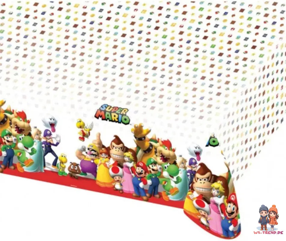 Super Mario XL Geburtstag Deko Set 60tlg.Geschirr Kinder Partyset Tischdecke - WS-Trend.de