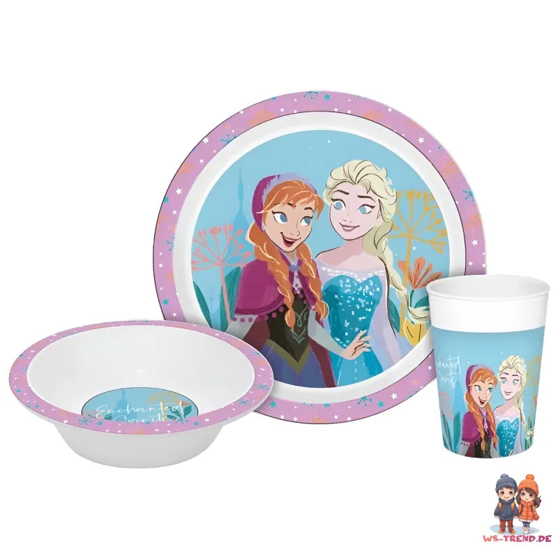 Disney Die Eiskönigin Elsa Kinder Geschirr-Set 3 teilig Becher Teller Schüssel - WS-Trend.de