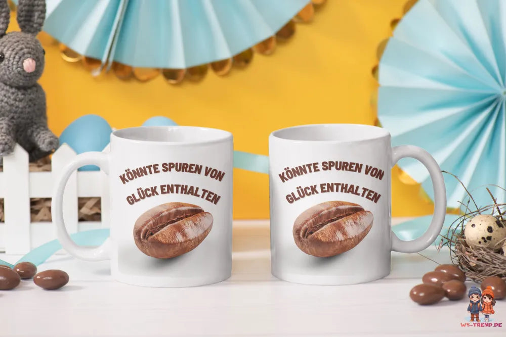 Kann Spuren von Glück enthalten Keramik Kaffeetasse Teetasse Tasse Geschenkidee - WS-Trend.de