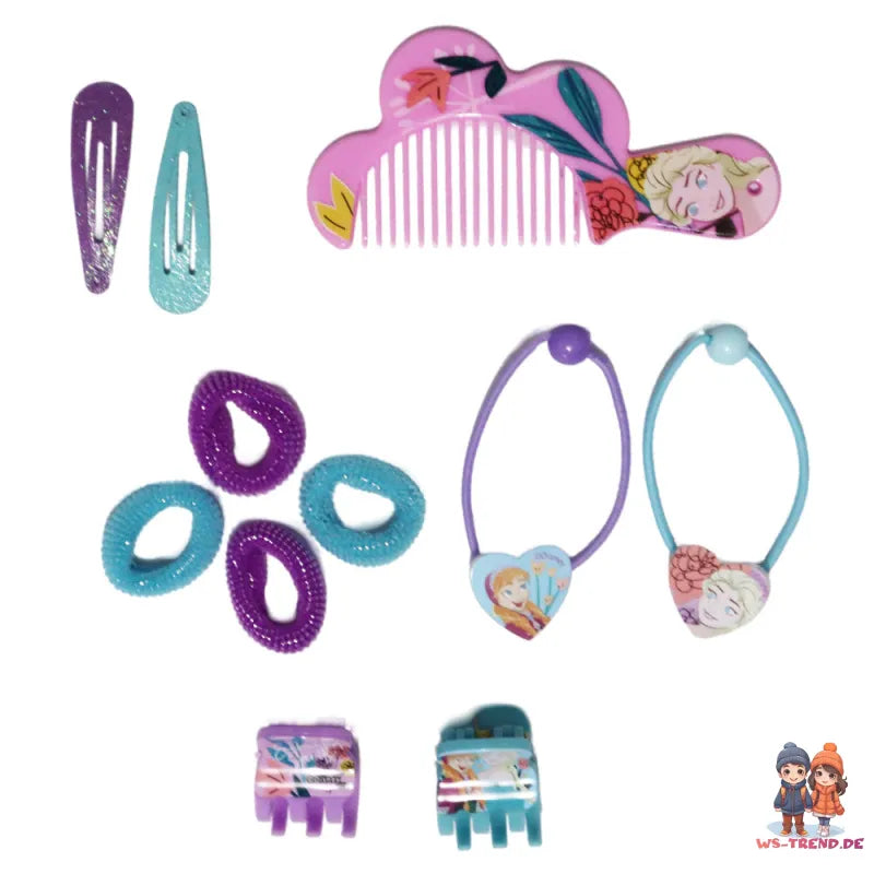 Disney Die Eiskönigin 11 tlg. Kinder Haarstyling Set Kamm Haarspange Gummiband - WS-Trend.de