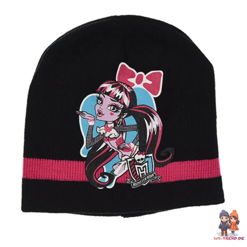 Monster High Girls 2tlg Set Kinder Herbst Wintermütze Bommelmütze Handschuhe - WS-Trend.de