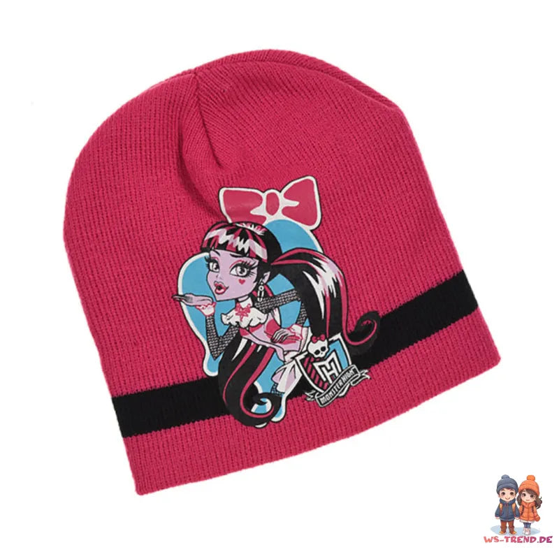 Monster High Girls 2tlg Set Kinder Herbst Wintermütze Bommelmütze Handschuhe - WS-Trend.de