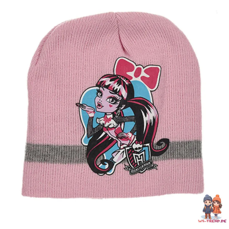 Monster High Girls 2tlg Set Kinder Herbst Wintermütze Bommelmütze Handschuhe - WS-Trend.de