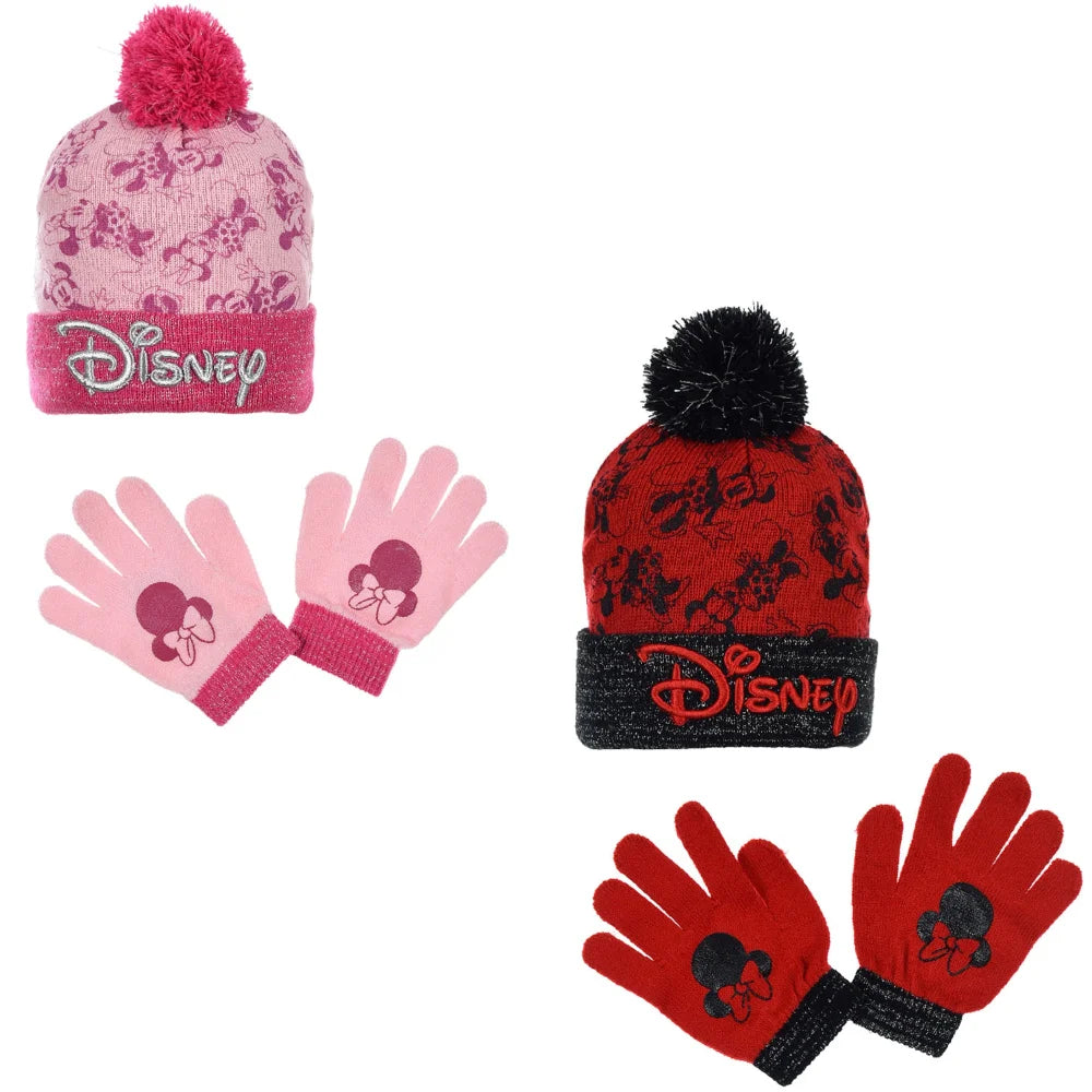 minni maus handschuhe Disney Minnie Maus 2 teiliges Set Kinder Herbst Wintermütze plus Hands – WS-Trend