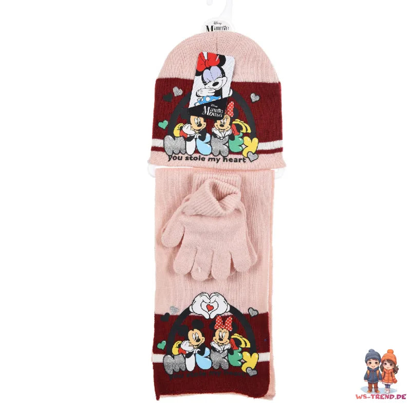 Disney Minnie Micky Maus 3tlg.Set Herbst Wintermütze Schal und Handschuhe - WS-Trend.de Kinder