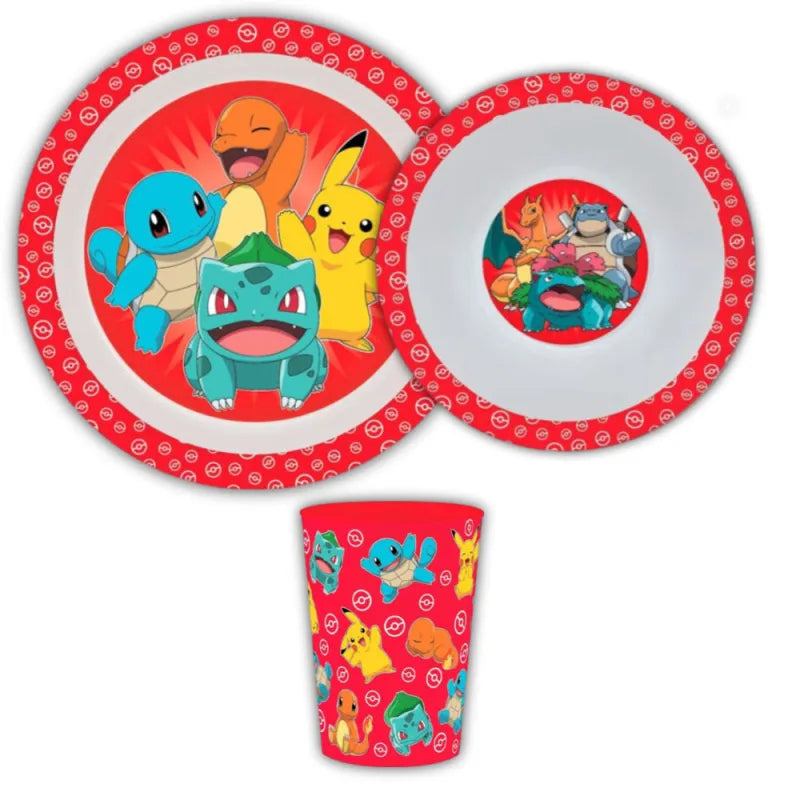 Pokemon Pikachu und Freunde Kinder 3 teiliges Set Teller Schüssel Becher WS Trend.de