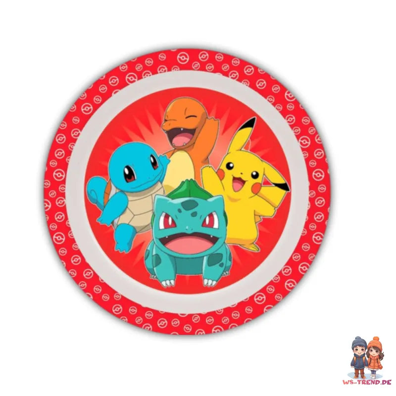Pokemon Pikachu und Freunde Kinder 3 teiliges Set Teller Schüssel Becher WS Trend.de