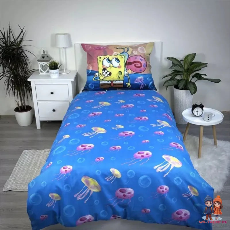 Spongebob Schwammkopf Patrick Mikrofaser Bettwäsche Set 135/140x200 70x90 cm - WS-Trend.de