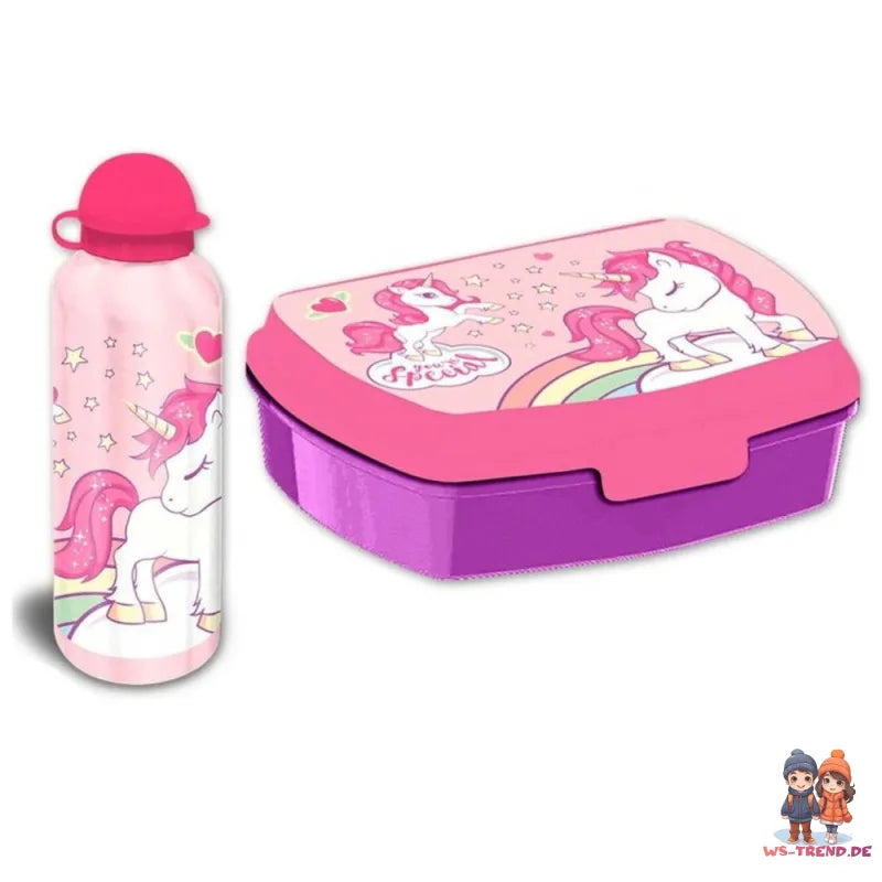 Sweet Einhorn Unicorn 2tlg. Lunch Set Brotdose plus Trinkflasche 500 ml - WS-Trend.de