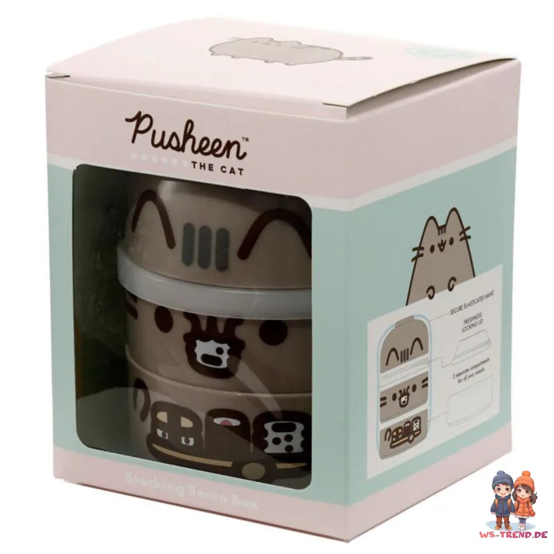 Pusheen die Katze gestapelte runde Bento-Lunchbox 3-teiliges Set - WS-Trend.de