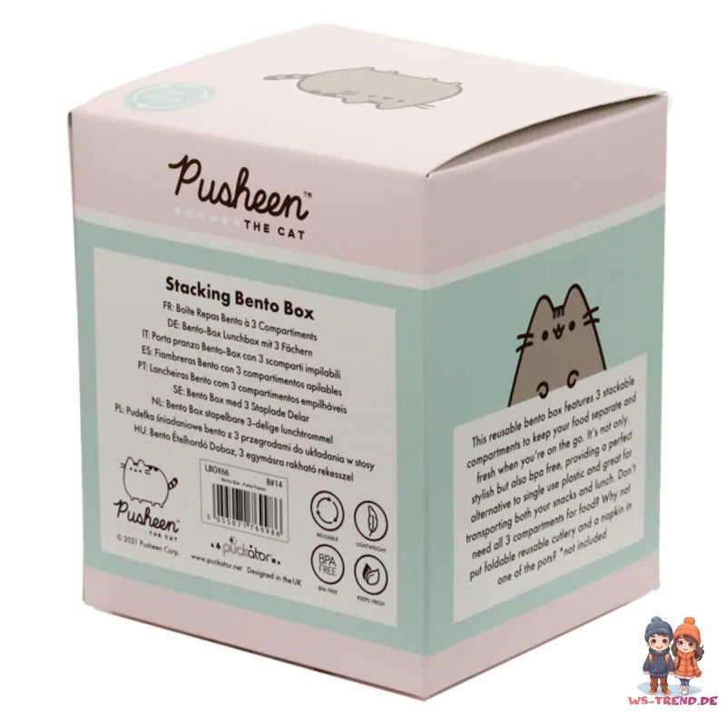 Pusheen die Katze gestapelte runde Bento-Lunchbox 3-teiliges Set - WS-Trend.de