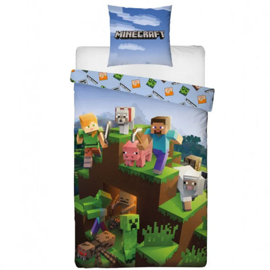 Minecraft Gamer Steve Alex Mikrofaser Bettwäsche Set 135/140x200 63x63 cm - WS-Trend.de